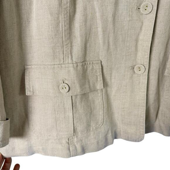 Charter Club Luxury 100% Linen Jacket Button Front in Beige, Size 3X - Picture 7 of 11